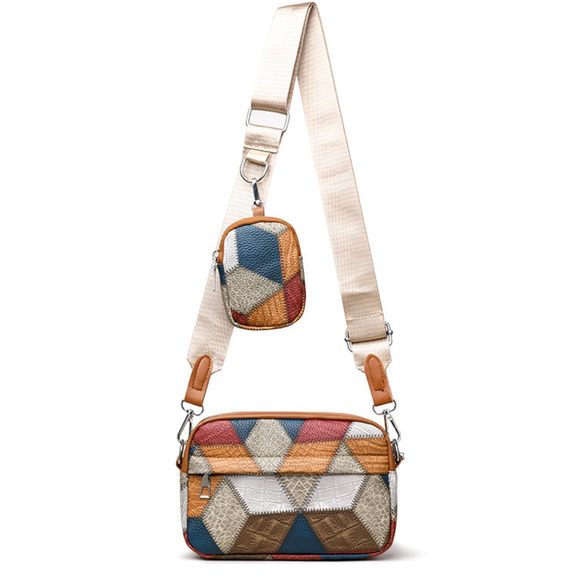 Small Crossbody Bag Handbag With Coin Purse Color-Block Style ^_^ - Picture 1 of 6